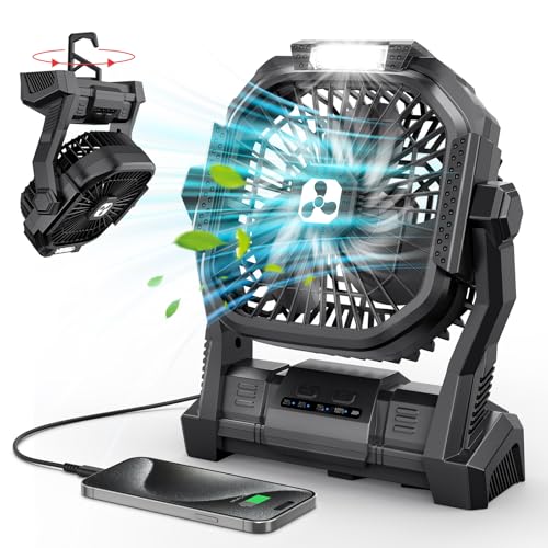 ONLYNEW Portable Fan Rechargeable, 20000mAh Cordless Battery Powered Fan with LED Lantern, USB C Battery Operated for Camp...