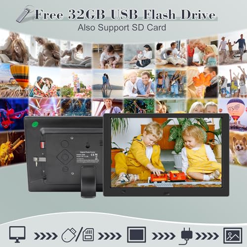 KECAG 10.1" Digital Picture Frame, 1080P IPS Digital Photo Frame, No WiFi/App Needed, Plug & Play SD Card & USB, Remote & ...
