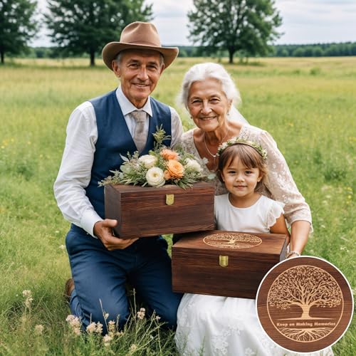 GLOMAXLY Wooden Keepsake Box Large Tree of Life - Decorative Memory Boxes with Hinged Lid and Photo Frame Durable Wood Gif...