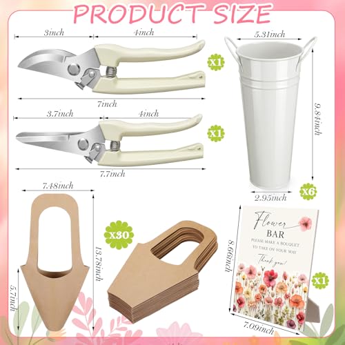 LEIFIDE Flower Bar Buckets Set Kit Bloom Bar Supplies Include Wood Sign Gift Bags Iron Bucket Garden Flower Shears for Wed...