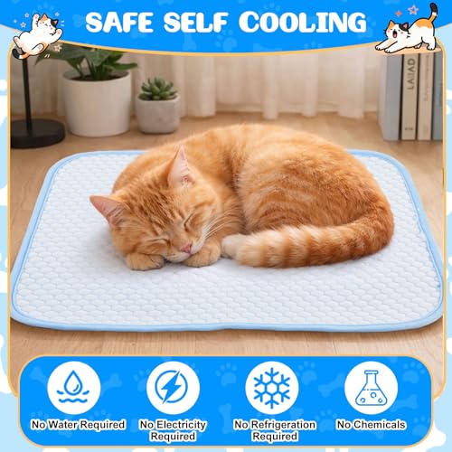 Chunful 4 Pack Dog Cooling Mat 18 x 14 Inches Pet Cooling Pads Summer Cat Self-Cooling Blanket Portable Washable Ice Silk ...