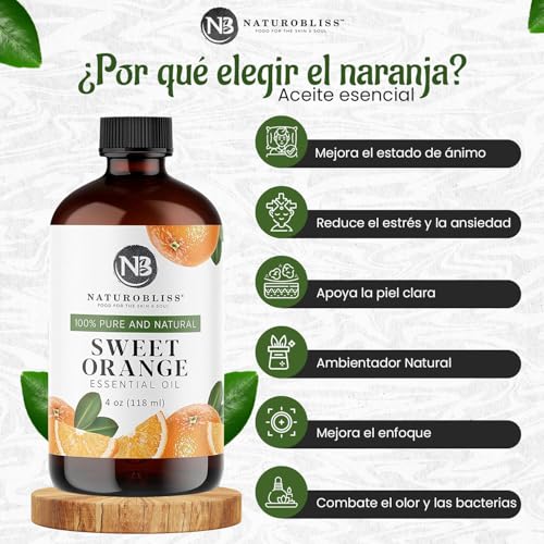 NaturoBliss 100% Pure & Natural Sweet Orange Essential Oil Therapeutic Grade Premium Quality Oil with Glass Dropper - Huge...