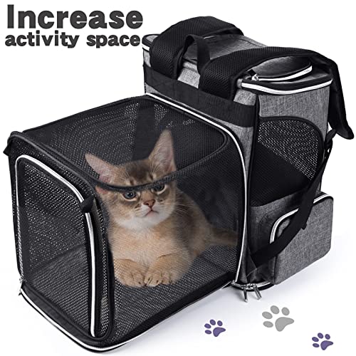 BAGLHER Expandable Pet Carrier Backpack，Pet Backpack for Small Cats Puppies Dogs Bunny, Airline-Approved Ventilate Backpac...