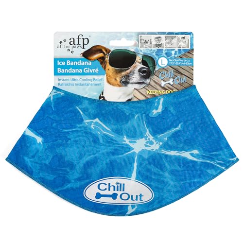 ALL FOR PAWS Dog Cooling Bandana, Cooling Bandanas for Large Dogs, Dog Cooling Neck Wrap, Cooling Scarf for Dogs, Blue Ice...