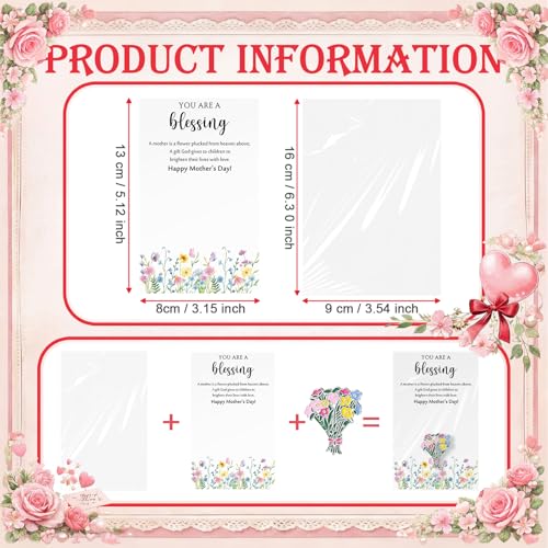 Liliaafar Flower Bouquet Enamel Pins Bulk, Mother's Day Gifts for Mom, Rose Bouquet Brooches with Appreciation Cards, Insp...