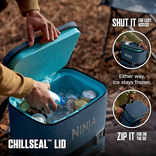 Ninja Backpack Cooler | FrostVault Go 24 Can Soft Cooler | Leakproof Zipper with Built in Can Opener, 2 Ice Packs & Dry St...