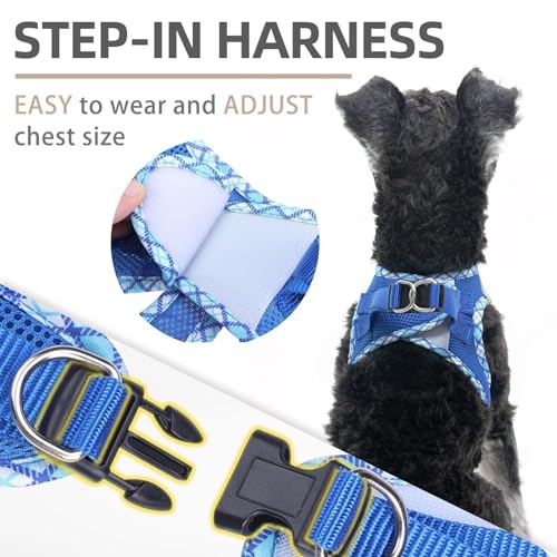 PUPTECK Dog Harness and Leash Set for Small Medium Dogs No Pull Step-in Soft Mesh Puppy Cat Vest Harnesses Reflective at N...