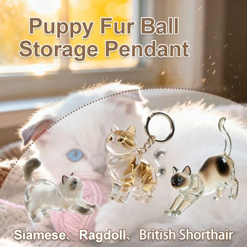 hhdatc Pet Hair Keychain Cat Fur Keepsake Holder Cat Keychain Memorial Pendant Keyring Gift Pet Hair locket for Pet Lovers...