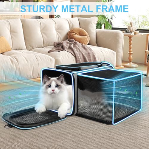 Pet Carrier Airline Approved, Expandable Pet Cat Carriers with Wheels for Dogs, Airline Approved Cat Dog Carrier, TSA Appr...