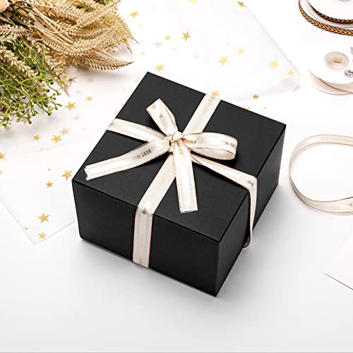 Mcfleet Black Gift Boxes with Lids 6x6x4 Inches 10 Pack Groomsmen Proposal Cardboard Craft Small Gift Box for Christmas, W...