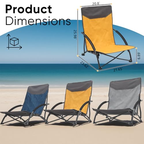 Sekey Portable Beach Chair, Lightweight Camping Chair with Carry Bag, Low Folding Beach Chair for Adults, Compact Ourdoor ...