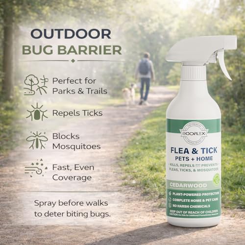 Flea Spray for Home & Pets - Flea and Tick Prevention for Dogs - Plant Based Repellent with Natural Essential Oils for Dog...