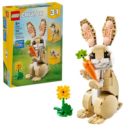 LEGO Creator 3 in 1 Cute Bunny Toy - Building Toy Set with 3 Build Options, Bunny, Seal, or Llama - Animal Figures for Kid...