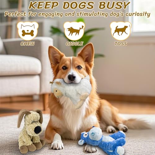 MeetYooo 3Pack Squeaky Stuffed Dog Toys- Indoor&Outdoor Playing Toys for Large to Small, Durable Plush Toys to Keep Them B...