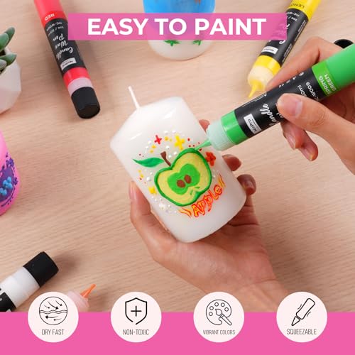 Nicpro Candle Wax Pen, 24 Colors 3D Candle Paint Include Glitter Silver Gold, Safe DIY Candle Making & Painting Kit, Dry F...