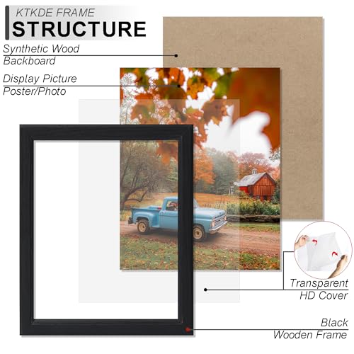 KTKDE 8x10 Picture Frame Set of 3,black Wooden frames, Vertical & Horizontal Wall Hanging for Wall or Tapletop Display,Stu...