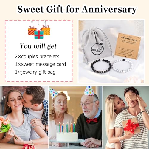 UNGENT THEM Matching Couple Ring Bracelets for Boyfriend Girlfriend Husband Wife Valentines Anniversary Birthday Engagemen...
