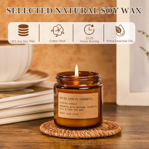 Candles for Home Scented, 6Pack 3.5 Oz Soy Wax Candles Gifts Sets with Sage Breeze & Lavender for Brithday Valentine's Day...