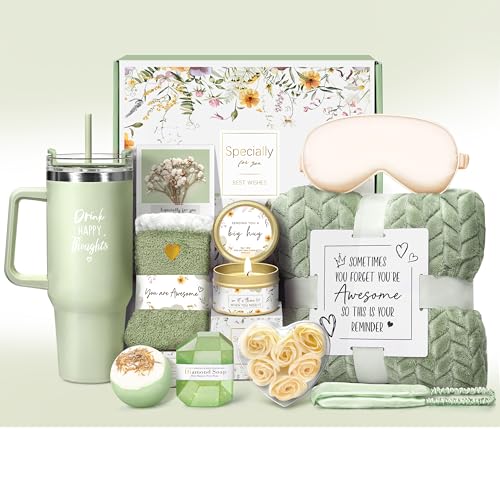 Birthday Gifts for Women Self Care Get Well Soon Gifts, Vanilla Relaxing Spa Gift Basket - Happy Birthday Set w/ Luxury Fl...