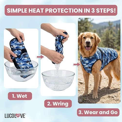 LUCOLOVE Dog Cooling Vest - 2-Layer Cooling with Soft Microfiber Fabric - Lightweight, Adjustable and Comfortable - UV Pro...