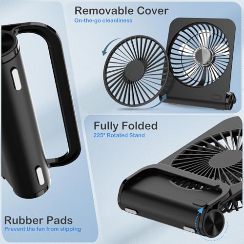 EasyAcc Small Desk Fan, Fan for Slumber Pod Rechargeable, 2000mAh Quiet Mini Desktop Fan Portable Rechargeable Fan for Cru...