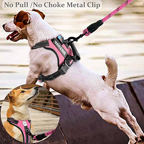 Cymiler Service Dog Vest,No-Pull Dog Harness and Leash Set,Adjustable Oxford Reflective Service Dog Vest Harness with Hand...