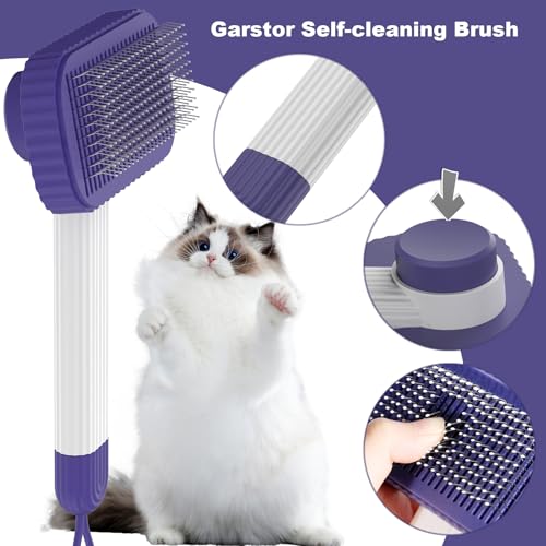 Garstor Cat brush, Cat Brush for Long or Short Haired Cats, Remove Loose Fur and Mats, Rounded Pins Reduces Painful Pullin...