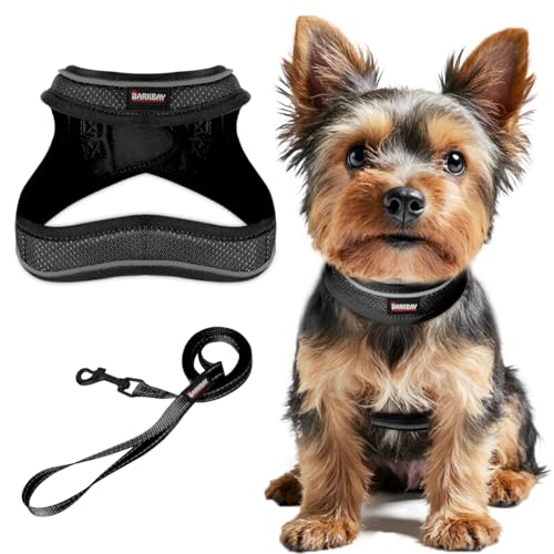 Dog Harness and Leash Set,Step in Small Sized Dog Harness,Soft Mesh,No-Chock,Reflective Adjustable,Secure with Hook & Loop...