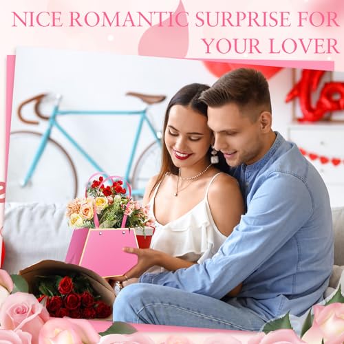 Noveread 24 Pcs Mother's Day Floral Gift Bags Bulk Portable Flower Bouquet Wrapping Paper Bag with Handle Waterproof Flori...