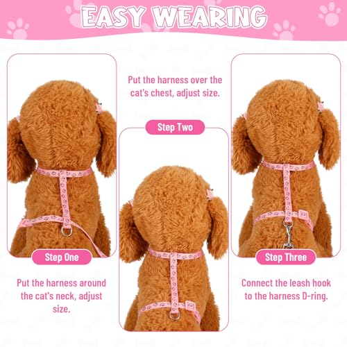 Auidy_6TXD 3 Pack Cat Harness and Leash Reflective Cat Harness Escape Proof for Walking Adjustable Kitten Harness for Smal...