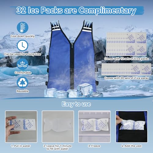 KkaFFe Cooling Vest for Hot Weather, Adjustable Cooling Jacket Safety Vest/Running Lightweight Vest/Reflective Vest/Ice Vest