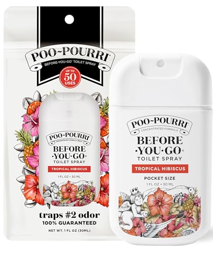 Poo-Pourri Before-You-Go Pocket Toilet Spray, Travel Essentials, Tropical Hibiscus, 1 Fl Oz, Up to 50 Uses, On-The-Go Bath...