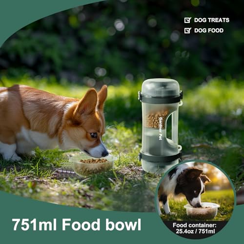 Gardner Pet Portable Dog Water Bottle&Food Container (49.6oz) – Leakproof Travel Water Bottle for Medium/Large Dogs (30+ l...