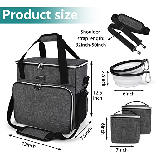 BAGLHER Dog Travel Bag, Pet Travel Bag (ALL Pet Travel Supplies), With 2 Pet Food Containers and 2 Collapsible Silicone Bo...