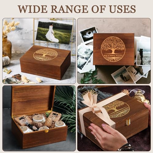 GLOMAXLY Wooden Keepsake Box Large Tree of Life - Decorative Memory Boxes with Hinged Lid and Photo Frame Durable Wood Gif...