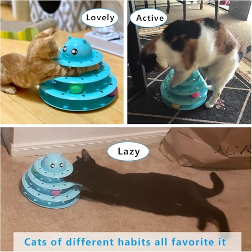 UPSKY Cat Toy Roller 3-Level Turntable Cat Toys Balls with Six Colorful Balls Interactive Kitten Fun Mental Physical Exerc...