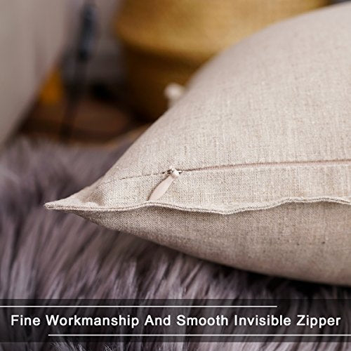 Jeanerlor Pack of 2 Natural Cotton Linen Soild Yellow Decorative Square 24 x 24 Inch Throw Pillow Covers Set Cushion Case ...