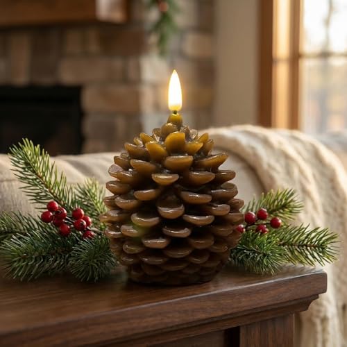 xin ming Flameless Candles, Battery Operated LED Candles with Timer, Dimmable Warm White Flickering Light, Ideal for Rusti...