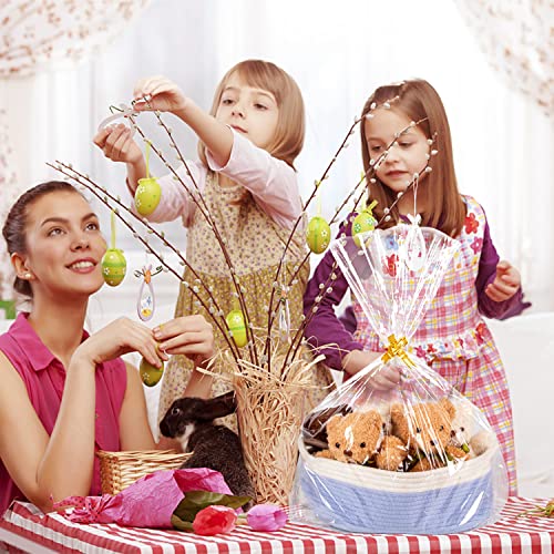Labeol 50pcs Cellophane Bags 3 Sizes Cellophane Wrap for Gift Baskets 24x30 16x24 12x18 Large Clear Plastic Packaging Bags...