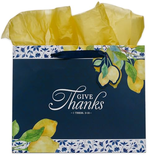 Christian Art Gifts Large Landscape Inspirational Scripture Gift Bag, Tag & Tissue Wrapping Paper Set for Women: Give Than...