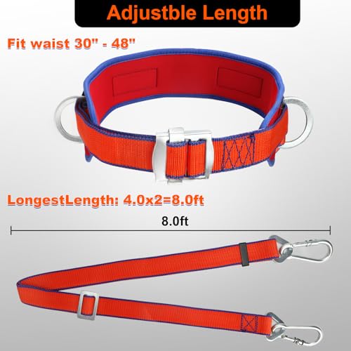 Trsmima Safety Belt with Adjustable Lanyard and Updated Waist Pad - Tree Climbing Belt Harness - Safety Lanyard Fall Prote...