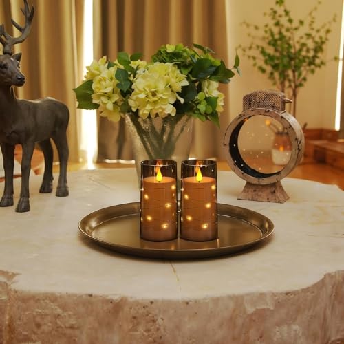 Homemory Flameless Candles with Embedded Star String Fairy Lights, Battery Operated Candles, LED Candle, Fake Candles with...