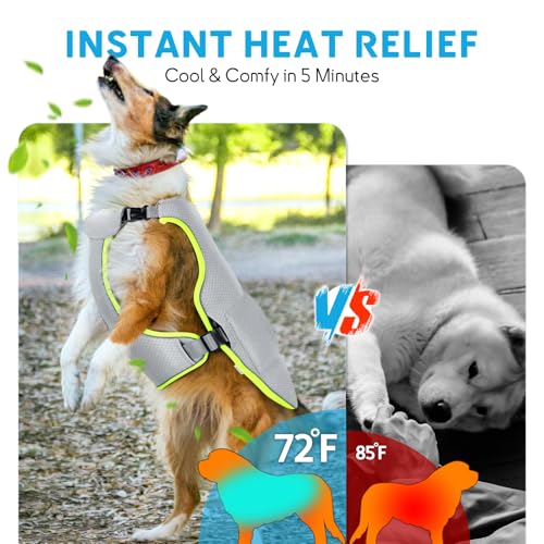 Mora Pets Dog Cooling Vest with Ice Packs, Reflective Adjustable Cooling Vest for Dogs with Leash Ring for Hot Weather Coo...