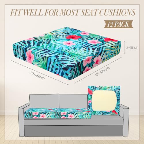 Newwiee 12 Pcs Patio Cushion Covers Outdoor Stretch Sofa Couch Cover Replacement Couch Slipcover Sofa Seat Chair Porch Pat...