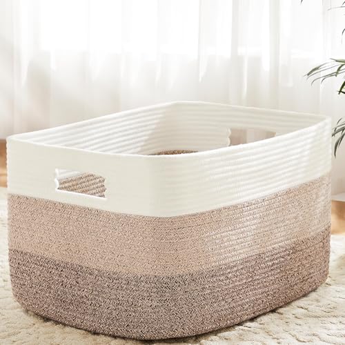 Artfeel Blanket Basket,Rectangle Woven Baskets for Storage,65L Laundry Basket for Decorative Nursery Blanket,Toys,Dirty Cl...