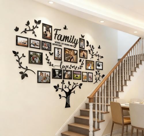 hejiagongsi Picture Frames Collage Wall Decor - Family Tree Wall Decor for Living Room 4x6 5x7 8x10 11x14 3D DIY-Acrylic F...