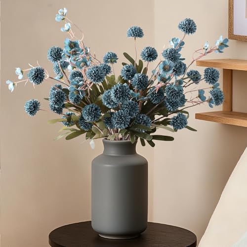 HyeFlora Fake Kiku Flowers, Faux Silk Pompon Mums Artificial Flowers, Chrysanthemum Stems Floral Arrangement Dried Flowers...
