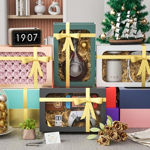 PSHVYM Large Gift Box with Window, 13.5x9x4.3 In Green Gift Box for Presents Magnetic Lids Collapsible for Bridesmaid Prop...