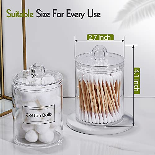 2 Pack Acrylic Qtip Holder Dispenser for Cotton Swabs, Balls, Pads, Floss Picks- Small Clear Plastic Canister Apothecary J...