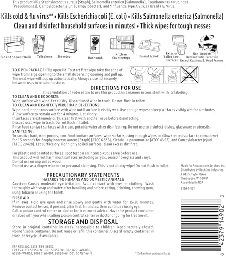 Amazon Basics Disinfecting Wipes, Lemon Scent, Sanitizes/Cleans/Disinfects/Deodorizes, 255 Count (3 Packs of 85)